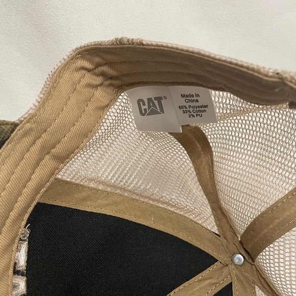 CAT Brown and Tan Trucker Baseball Cap - Picture 7 of 8